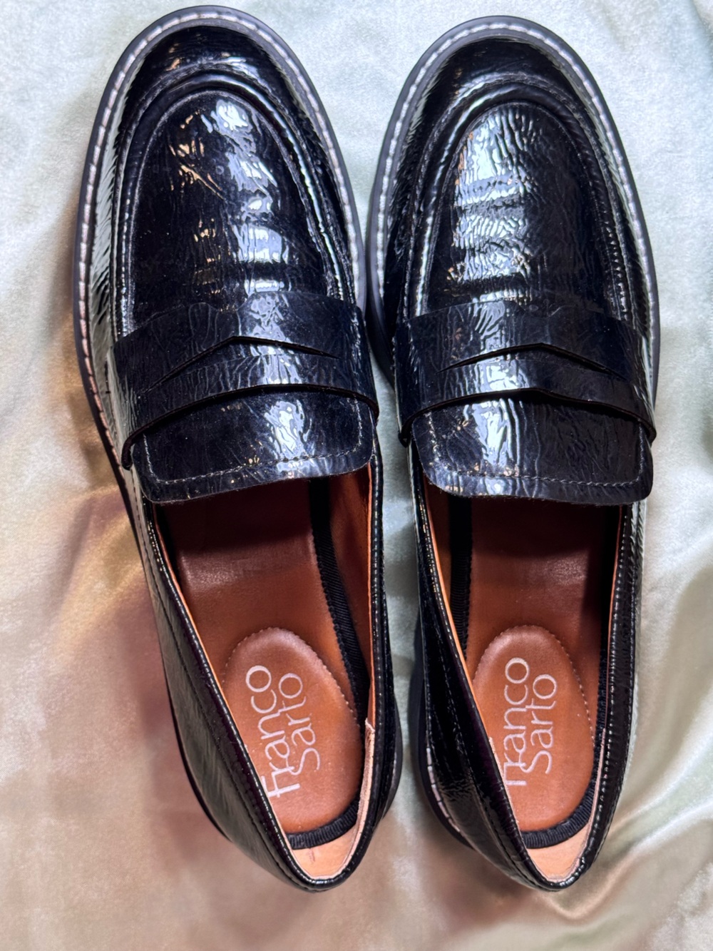 Franco Sarto Slip-on Black Patent Vegan Leather Penny Loafer Shoes size 7.5 NWOT - Picture 7 of 8